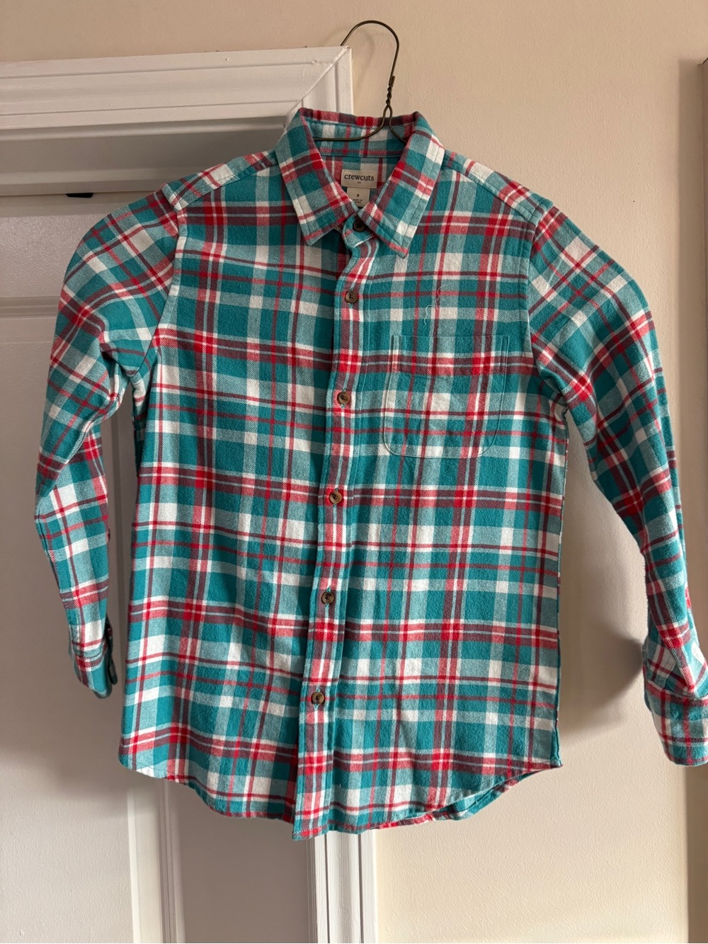 Crewcuts Teal and Red Plaid Button-Down Shirt